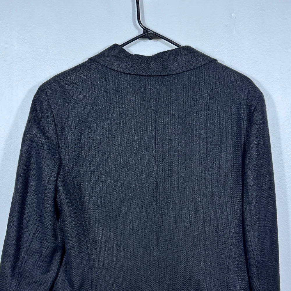 Vintage Talbots Black Linen Blend Blazer Sz 12 Single Breasted Y2K Career Jacket - Picture 11 of 16
